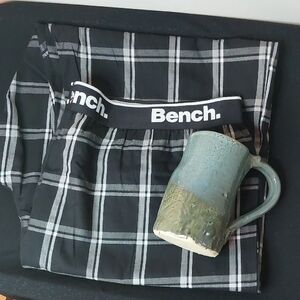 Mens Bench 100% Cotton Sleep Pj Pants Sz XL & New Handmade Pottery Mug